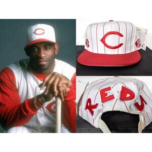 NEW Cincinnati Reds 90s ANNCO Block script PINSTRIPE snapback hat MLB vtg NWT
